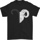 Aries Goat Head Star Sign Mens T-Shirt 100% Cotton Black