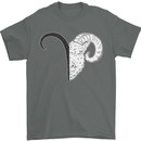Aries Goat Head Star Sign Mens T-Shirt 100% Cotton Charcoal