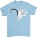 Aries Goat Head Star Sign Mens T-Shirt 100% Cotton Light Blue