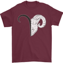 Aries Goat Head Star Sign Mens T-Shirt 100% Cotton Maroon