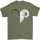 Aries Goat Head Star Sign Mens T-Shirt 100% Cotton Military Green