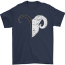 Aries Goat Head Star Sign Mens T-Shirt 100% Cotton Navy Blue