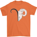 Aries Goat Head Star Sign Mens T-Shirt 100% Cotton Orange