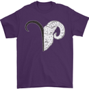 Aries Goat Head Star Sign Mens T-Shirt 100% Cotton Purple
