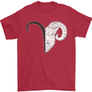 Aries Goat Head Star Sign Mens T-Shirt 100% Cotton Red