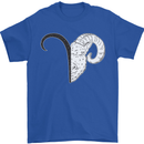 Aries Goat Head Star Sign Mens T-Shirt 100% Cotton Royal Blue