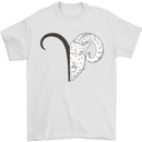 Aries Goat Head Star Sign Mens T-Shirt 100% Cotton White