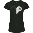 Aries Goat Head Star Sign Womens Petite Cut T-Shirt Black