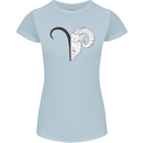 Aries Goat Head Star Sign Womens Petite Cut T-Shirt Light Blue