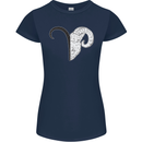 Aries Goat Head Star Sign Womens Petite Cut T-Shirt Navy Blue
