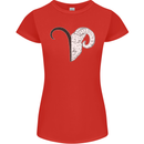 Aries Goat Head Star Sign Womens Petite Cut T-Shirt Red