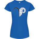 Aries Goat Head Star Sign Womens Petite Cut T-Shirt Royal Blue