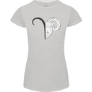 Aries Goat Head Star Sign Womens Petite Cut T-Shirt Sports Grey