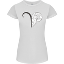 Aries Goat Head Star Sign Womens Petite Cut T-Shirt White
