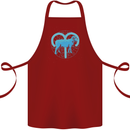 Aries Star Sign Cotton Apron 100% Organic Maroon