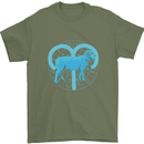 Aries Star Sign Mens T-Shirt 100% Cotton Military Green