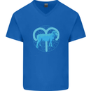 Aries Star Sign Mens V-Neck Cotton T-Shirt Royal Blue