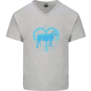 Aries Star Sign Mens V-Neck Cotton T-Shirt Sports Grey