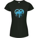 Aries Star Sign Womens Petite Cut T-Shirt Black