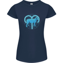 Aries Star Sign Womens Petite Cut T-Shirt Navy Blue