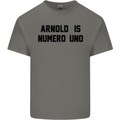 Arnold Is Numero Uno Schwarzenegger Gym Mens Cotton T-Shirt Tee Top Charcoal