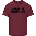 Arnold Is Numero Uno Schwarzenegger Gym Mens Cotton T-Shirt Tee Top Maroon