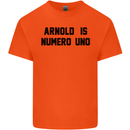 Arnold Is Numero Uno Schwarzenegger Gym Mens Cotton T-Shirt Tee Top Orange