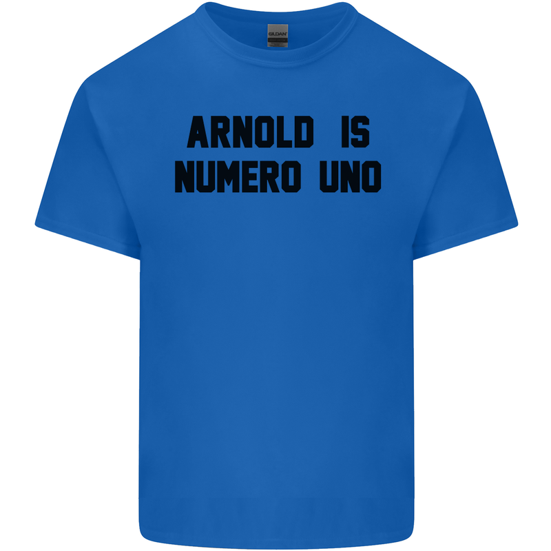 Arnold Is Numero Uno Schwarzenegger Gym Mens Cotton T-Shirt Tee Top Royal Blue