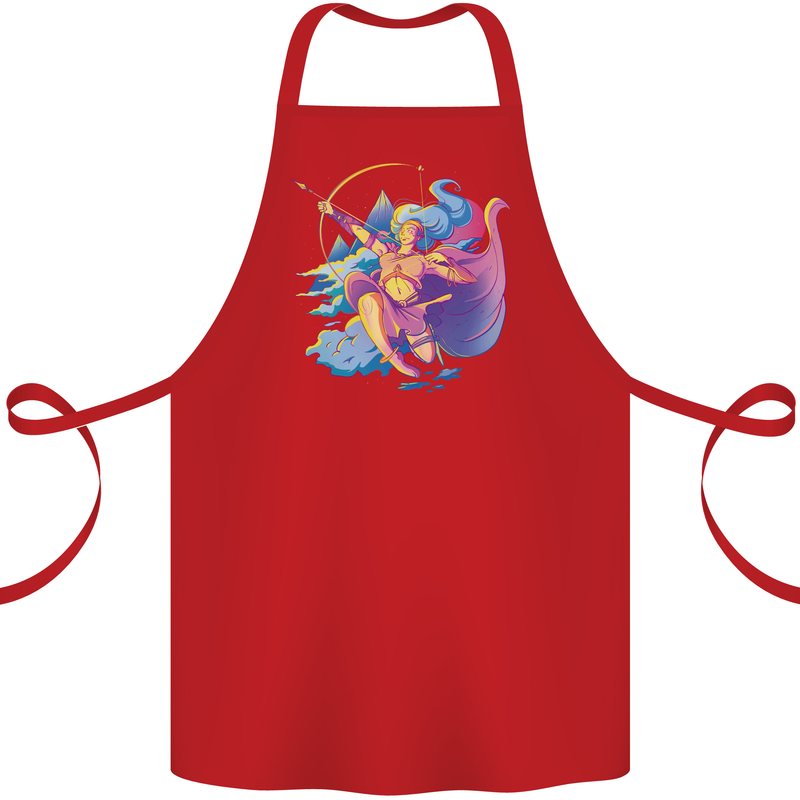 Artemis Greek Goddess of Wild Animals Cotton Apron 100% Organic Red