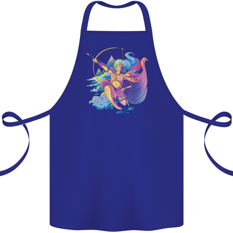Artemis Greek Goddess of Wild Animals Cotton Apron 100% Organic Royal Blue
