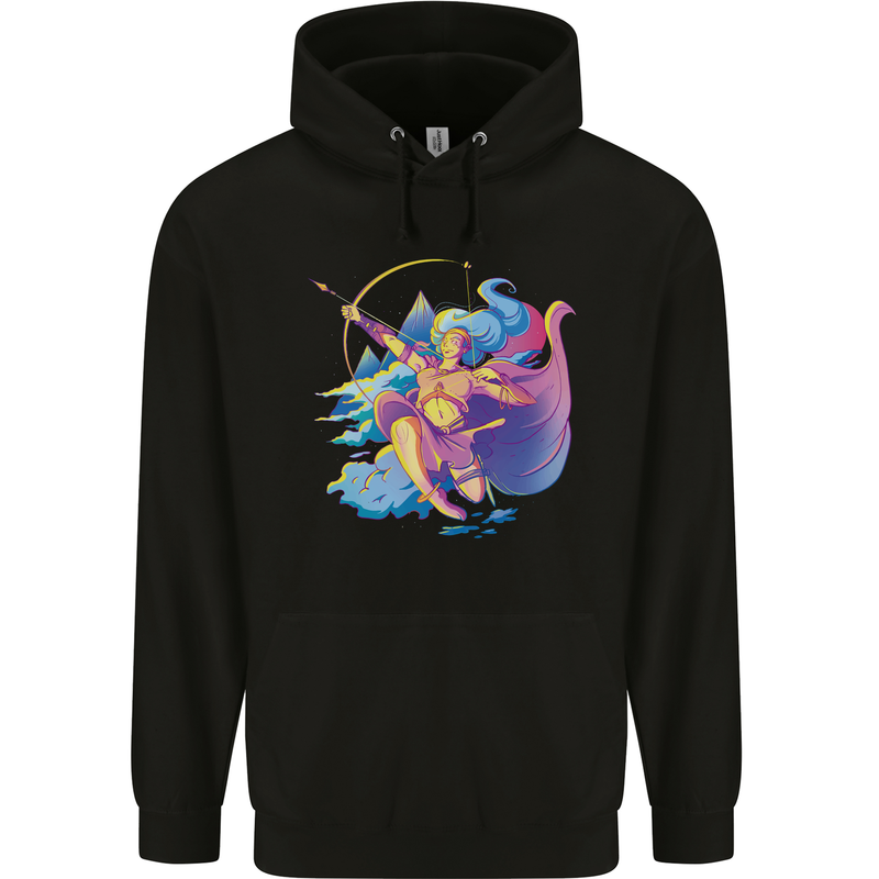 Artemis Greek Goddess of Wild Animals Mens 80% Cotton Hoodie Black