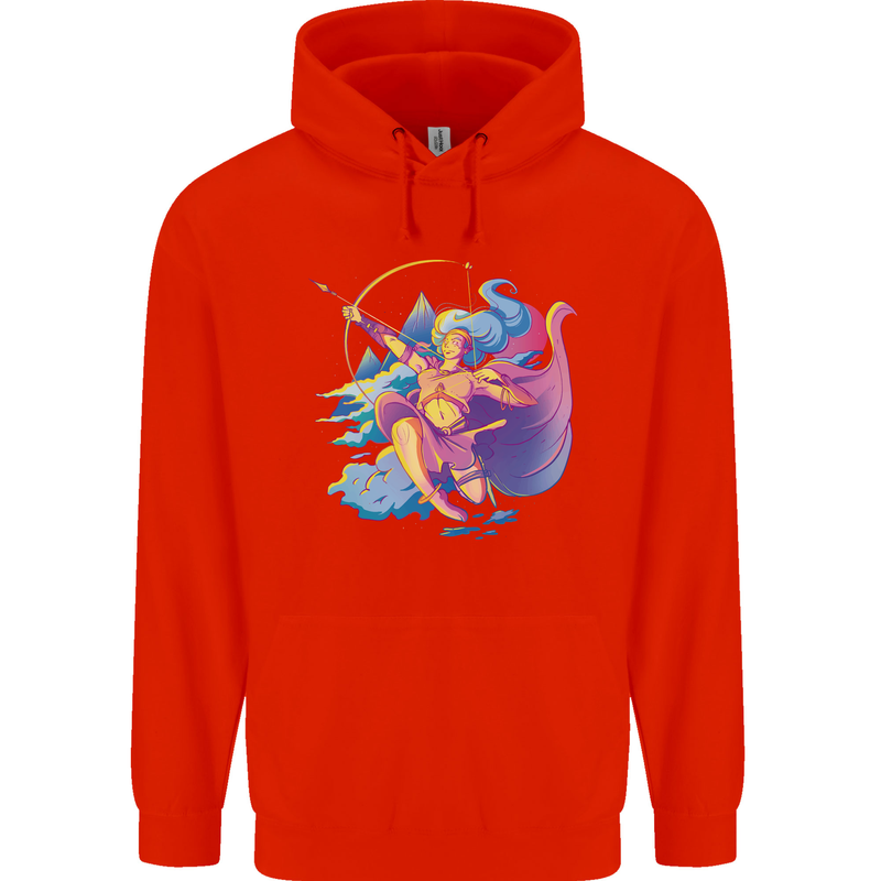 Artemis Greek Goddess of Wild Animals Mens 80% Cotton Hoodie Bright Red