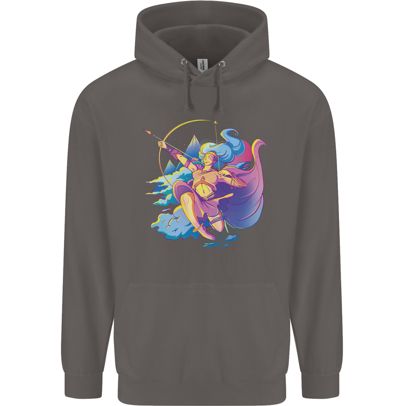 Artemis Greek Goddess of Wild Animals Mens 80% Cotton Hoodie Charcoal