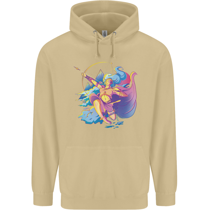 Artemis Greek Goddess of Wild Animals Mens 80% Cotton Hoodie Sand