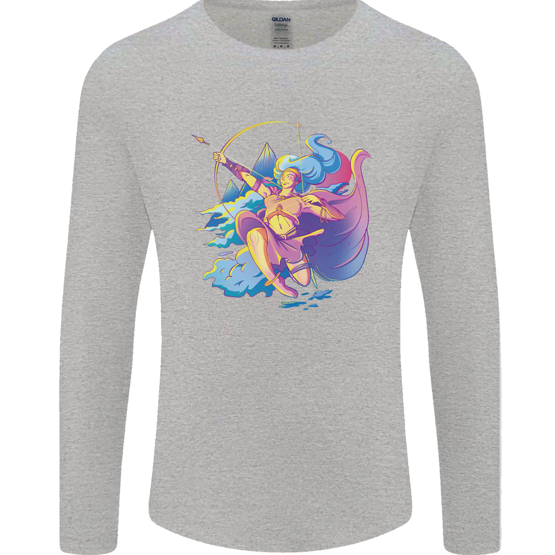 Artemis Greek Goddess of Wild Animals Mens Long Sleeve T-Shirt Sports Grey