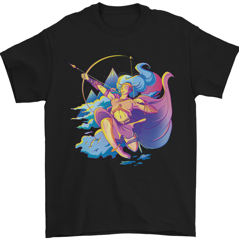 Artemis Greek Goddess of Wild Animals Mens T-Shirt Cotton Gildan Black