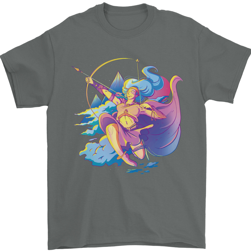 Artemis Greek Goddess of Wild Animals Mens T-Shirt Cotton Gildan Charcoal