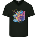 Artemis Greek Goddess of Wild Animals Mens V-Neck Cotton T-Shirt Black
