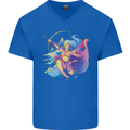 Artemis Greek Goddess of Wild Animals Mens V-Neck Cotton T-Shirt Royal Blue