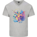 Artemis Greek Goddess of Wild Animals Mens V-Neck Cotton T-Shirt Sports Grey