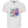 Artemis Greek Goddess of Wild Animals Mens V-Neck Cotton T-Shirt White