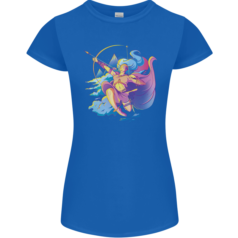 Artemis Greek Goddess of Wild Animals Womens Petite Cut T-Shirt Royal Blue