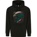 Artistic American Bald Eagle in Stars & Stripes Mens 80% Cotton Hoodie Black
