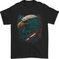 Artistic American Bald Eagle in Stars & Stripes Mens T-Shirt 100% Cotton Black