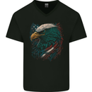 Artistic American Bald Eagle in Stars & Stripes Mens V-Neck Cotton T-Shirt Black