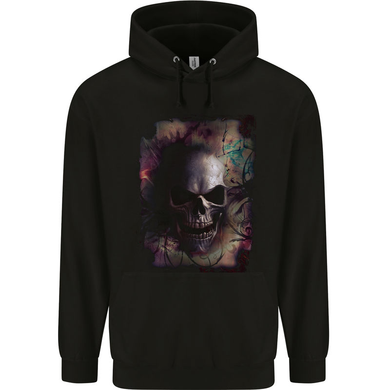 Artistic Skull Gothic Goth Childrens Kids Hoodie Black