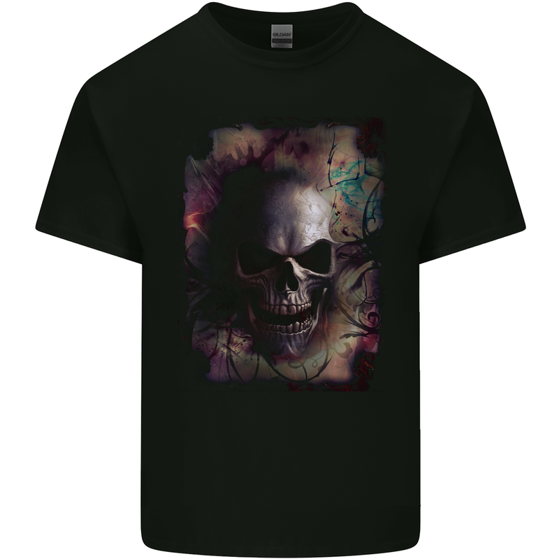 Artistic Skull Gothic Goth Kids T-Shirt Childrens Black