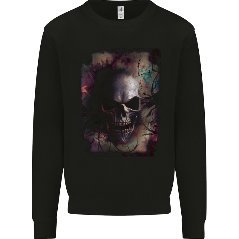 Artistic Skull Gothic Goth Mens Sweatshirt Jumper Black