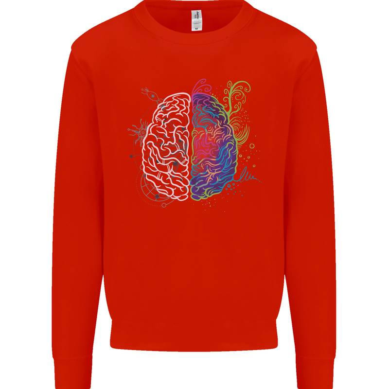 Artistic Technical Brain Artist Engineer Kids Sweatshirt Jumper Bright Red