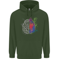 Artistic Technical Brain Artist Engineer Mens 80% Cotton Hoodie Forest Green